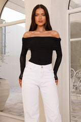 Chérie Off Shoulder Mesh Bodysuit Black