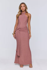 Glitter Through Twilight Halter Maxi Dress Pink