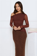 Honey Trap Mesh Long Sleeve Top Brown