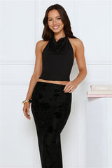 Crème Dream Halter Top Black