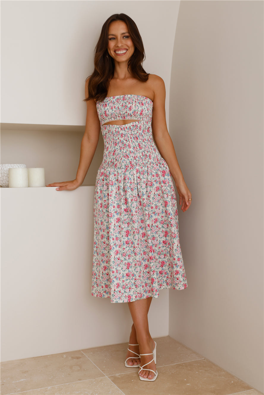 HELLO MOLLY Picking Blooms Midi Dress Pink