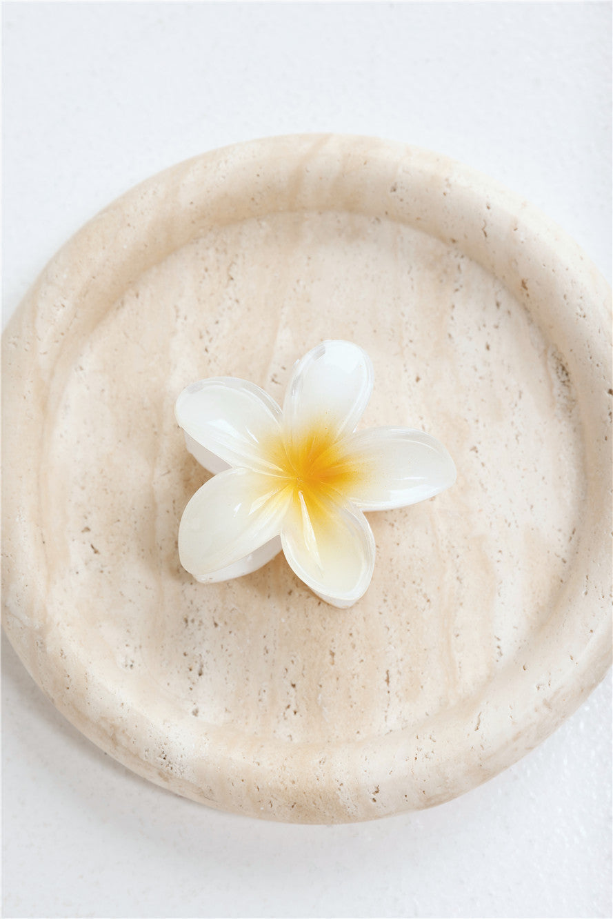 Island Girl Claw Clip Frangipani White