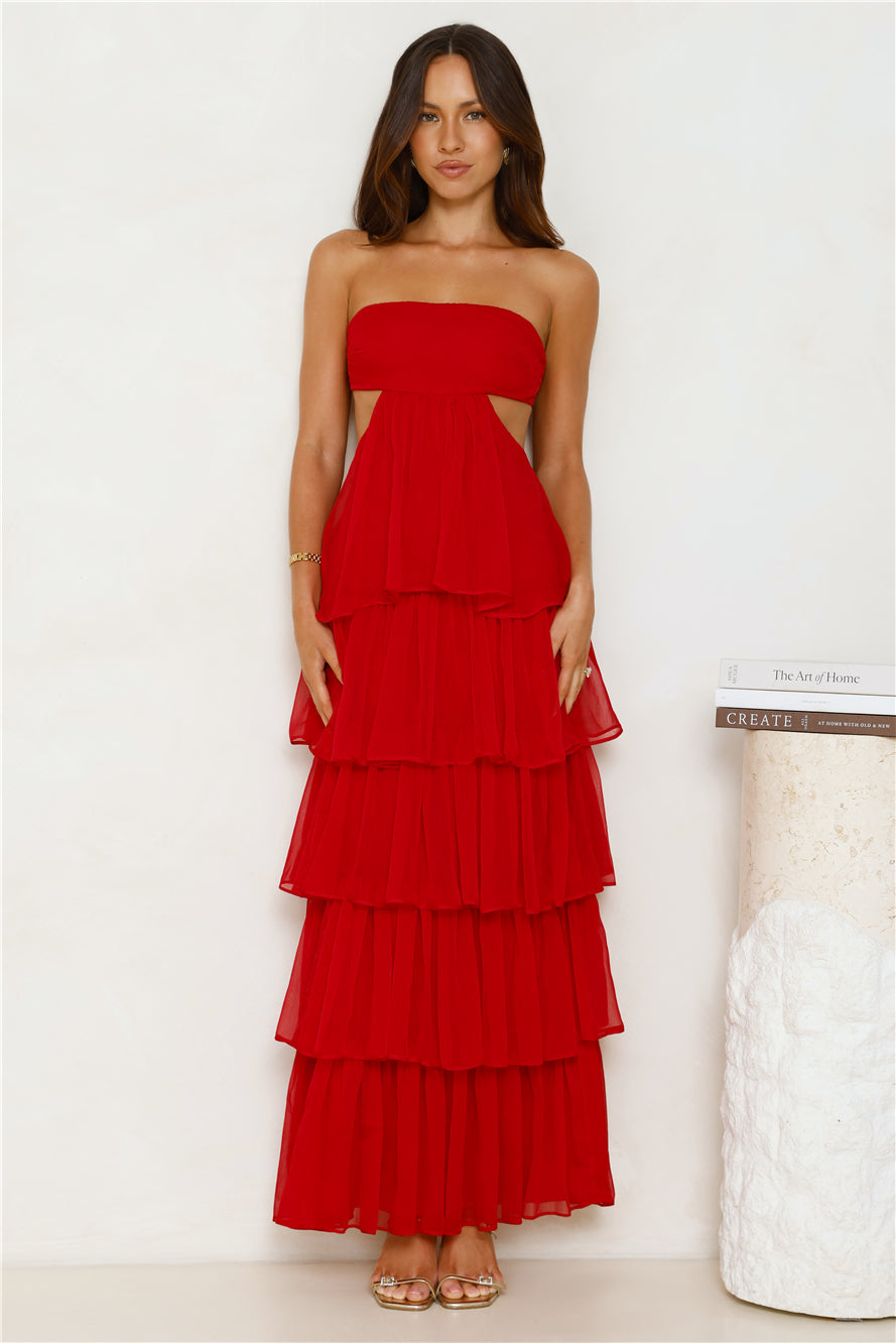 Hello Molly Luxe Mode Strapless Maxi Dress Raspberry