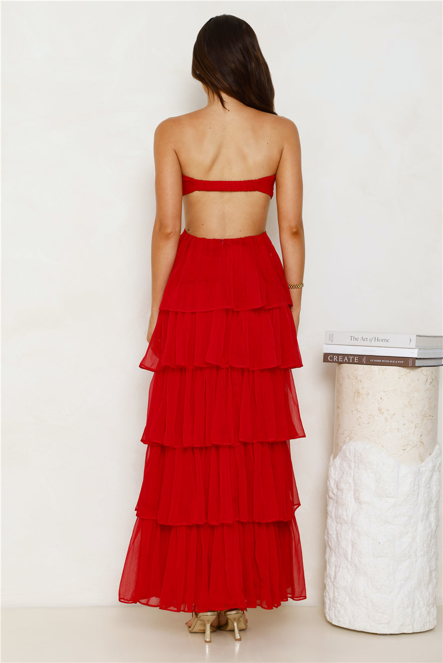Hello Molly Luxe Mode Strapless Maxi Dress Raspberry