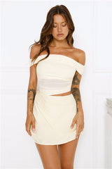 Break The Internet Mesh Off Shoulder Mini Dress Yellow