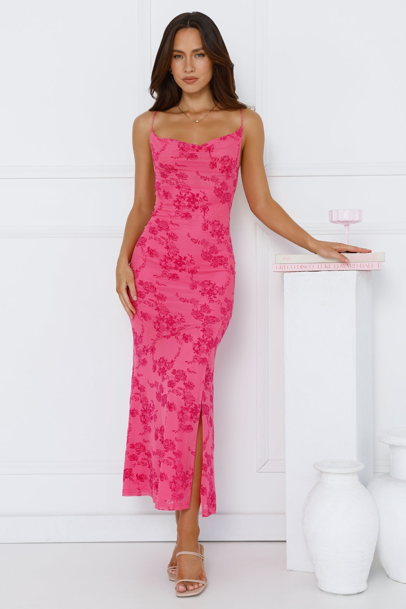 Effortlessly Me Mesh Midi Dress Pink
