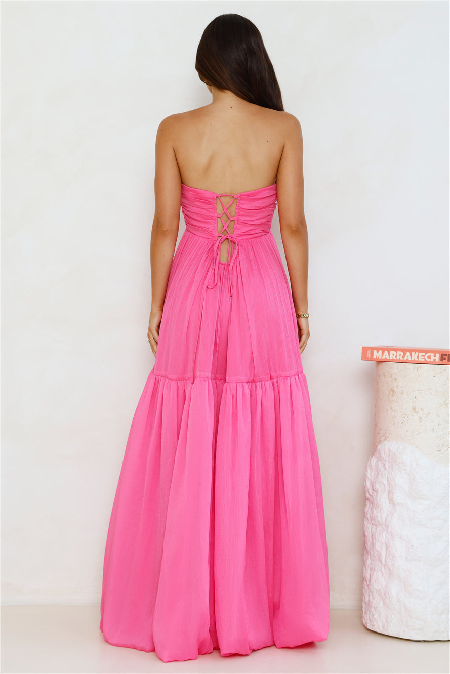 Hello Molly Unforgettable Style Strapless Maxi Dress Pink