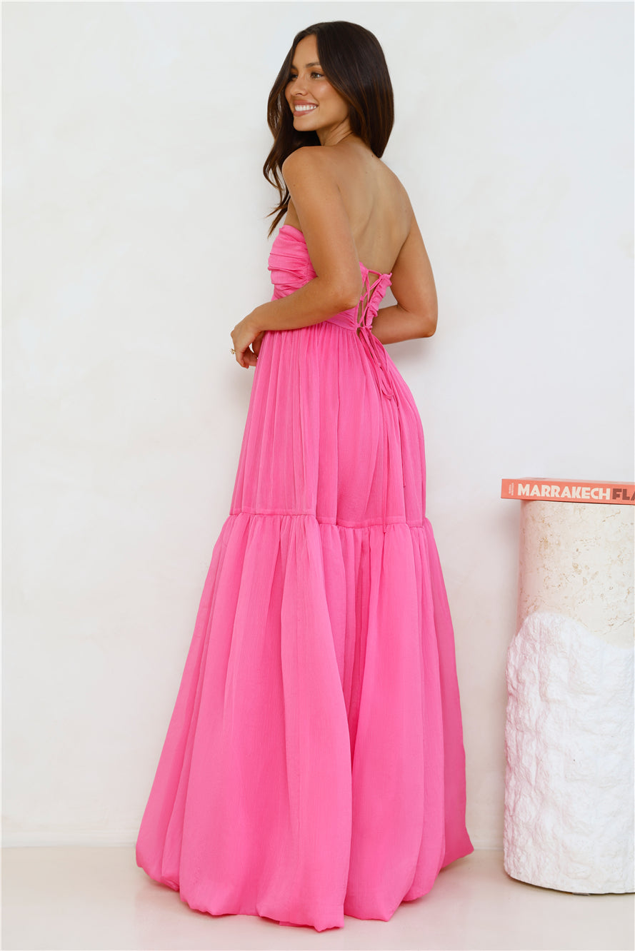 Hello Molly Unforgettable Style Strapless Maxi Dress Pink