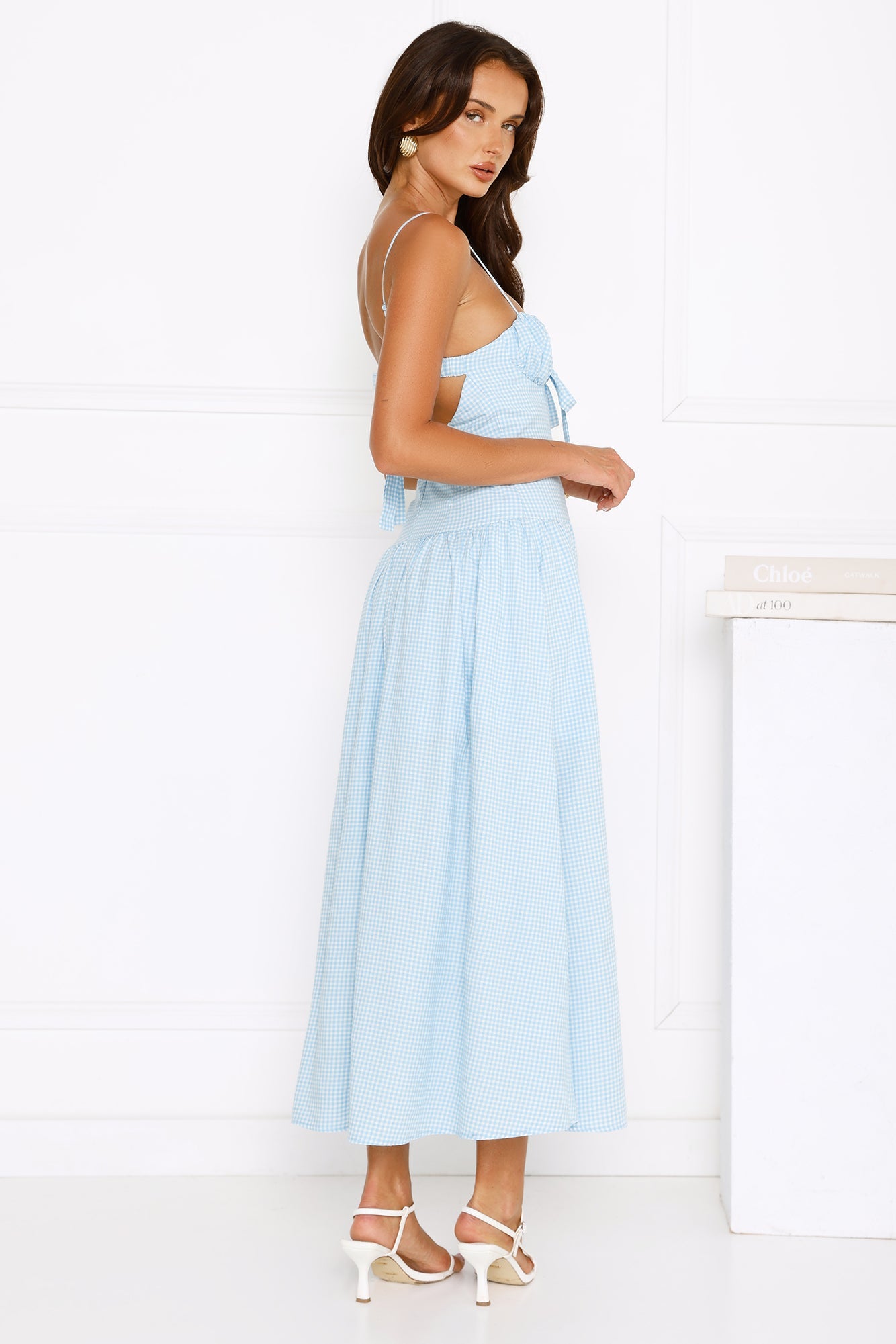 Capturing Style Gingham Midi Dress Blue