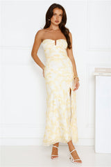 Gatsby Glow Strapless Mesh Maxi Dress Yellow