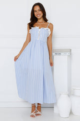Gaia Gingham Maxi Dress Blue
