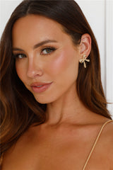 18k Gold Plated Golden Bow Earrings Gold
