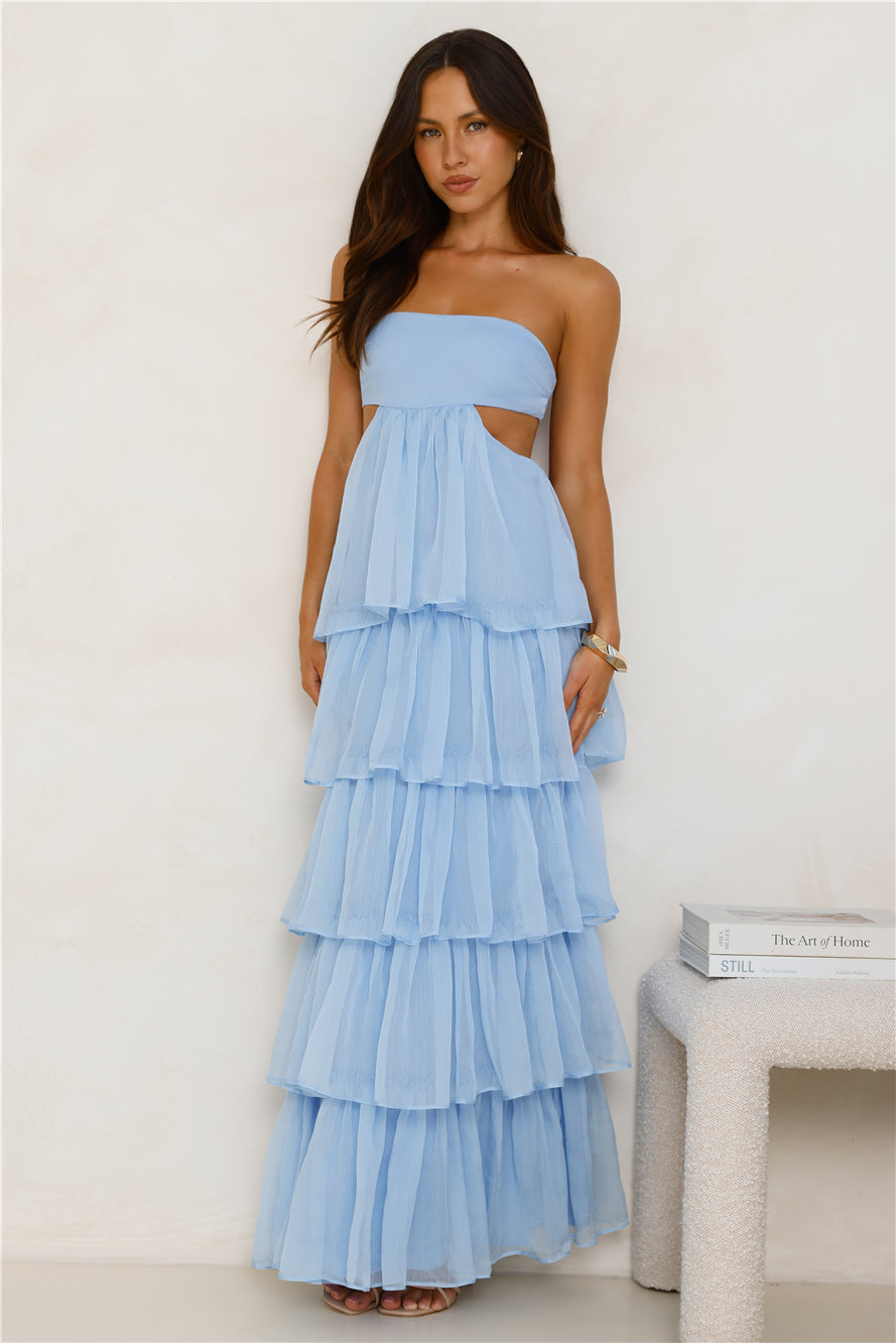 Hello Molly Luxe Mode Strapless Maxi Dress Blue