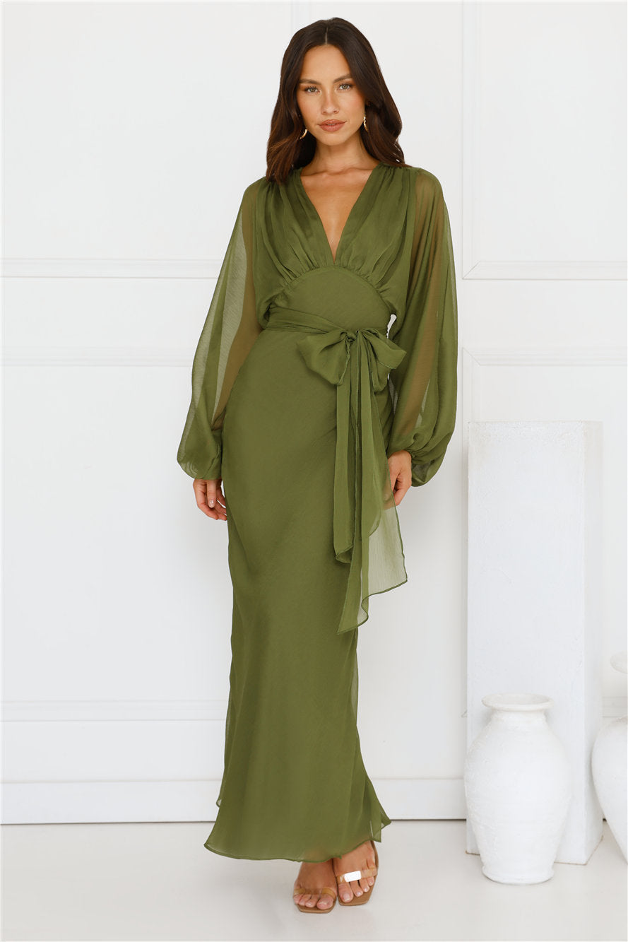 Once A Stylist Maxi Dress Khaki