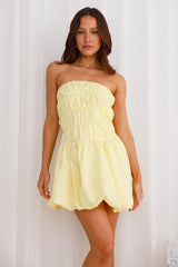 Maddi Strapless Bubble Mini Dress Yellow