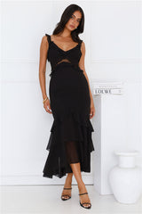 Golden Rooftops Midi Dress Black