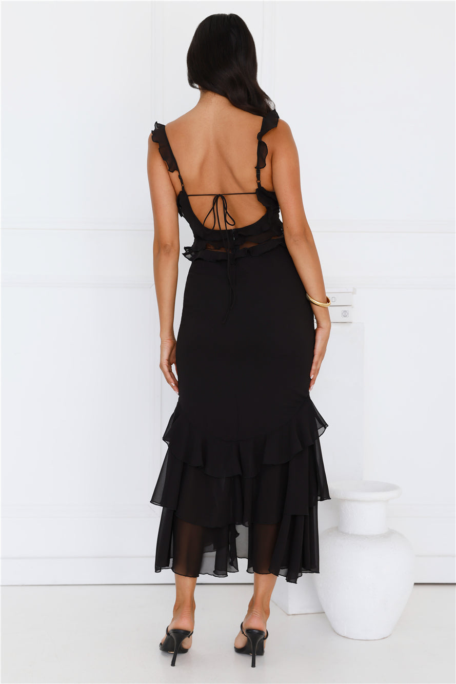 Golden Rooftops Midi Dress Black