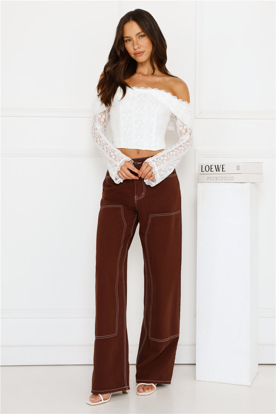 Lace Delight Off Shoulder Top White