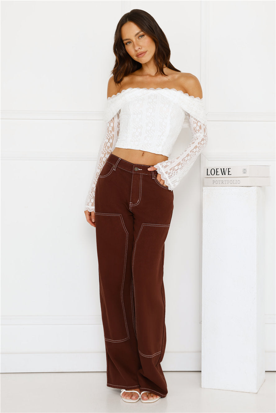 Lace Delight Off Shoulder Top White
