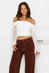 Lace Delight Off Shoulder Top White