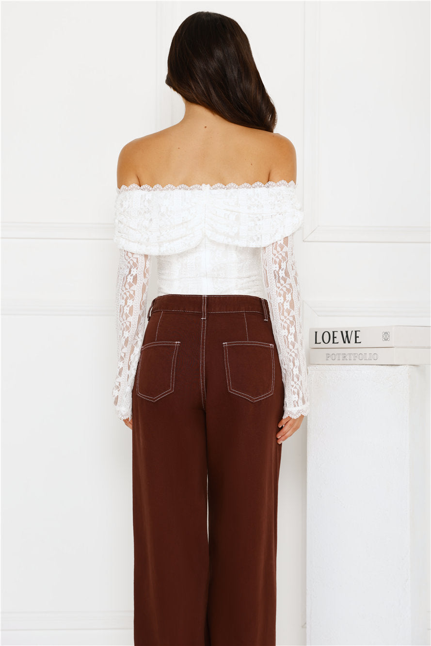 Lace Delight Off Shoulder Top White