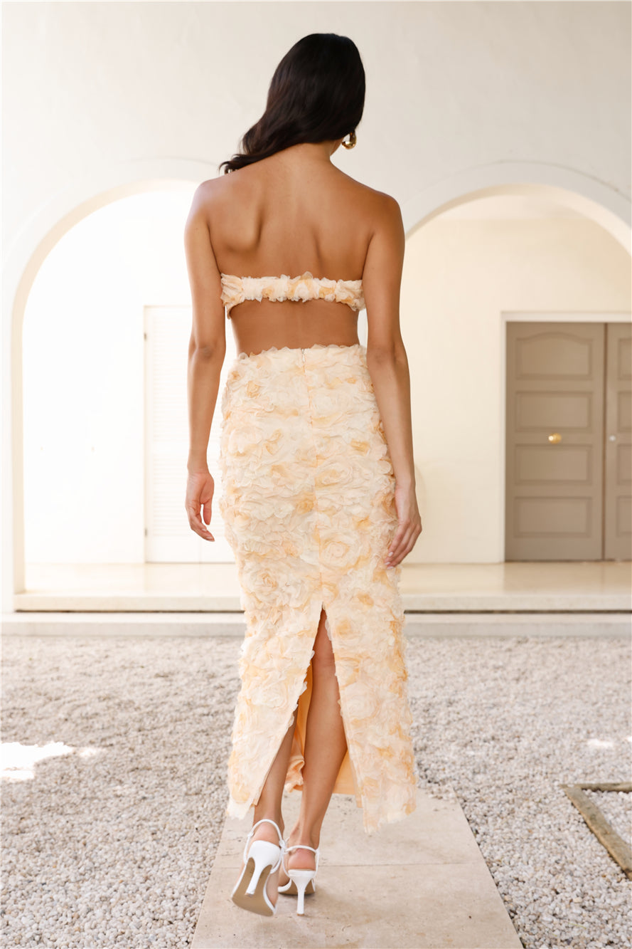 Hotel Lobby Strapless Crop Top Yellow