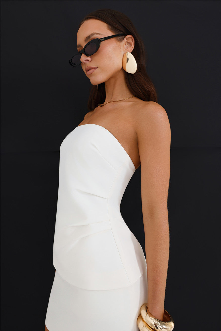 Core Cut Tailored Strapless Top White