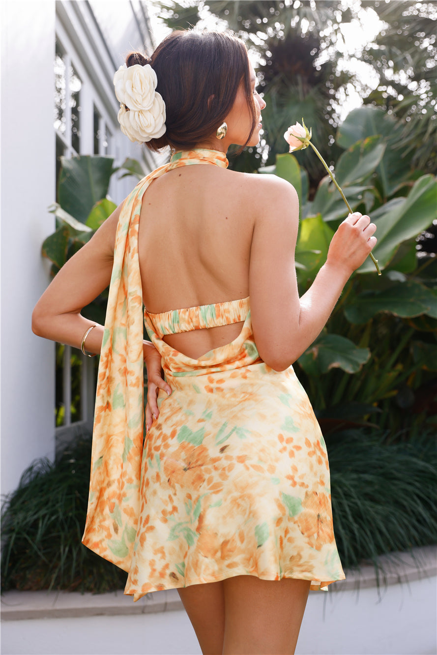 Luxe Arrival Satin Mini Dress Yellow