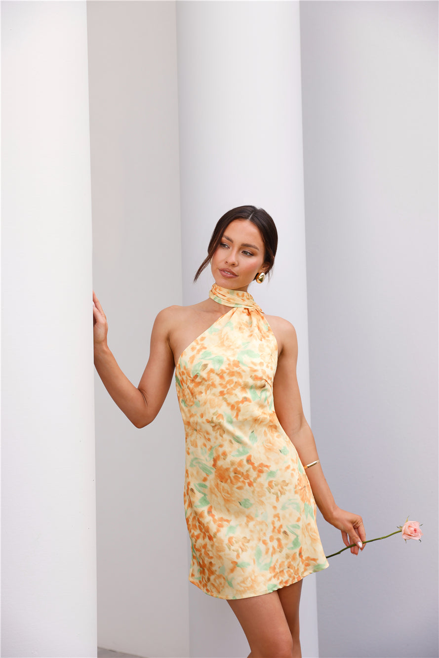 Luxe Arrival Satin Mini Dress Yellow