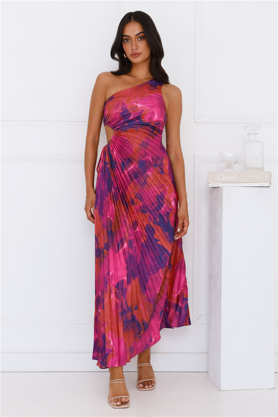 Fashionista's Night Out One Shoulder Satin Maxi Dress Purple