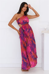 Fashionista's Night Out One Shoulder Satin Maxi Dress Purple