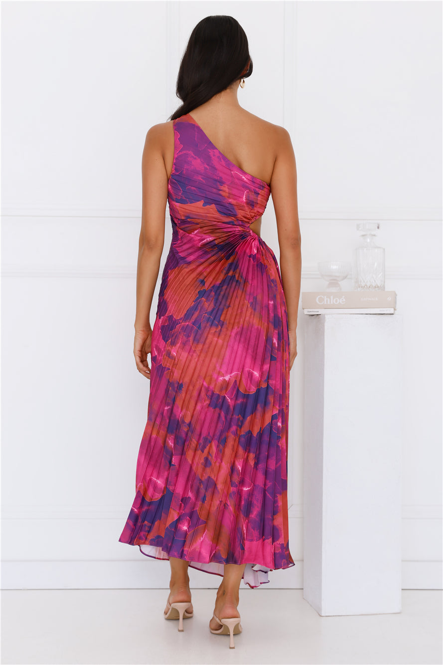Fashionista's Night Out One Shoulder Satin Maxi Dress Purple