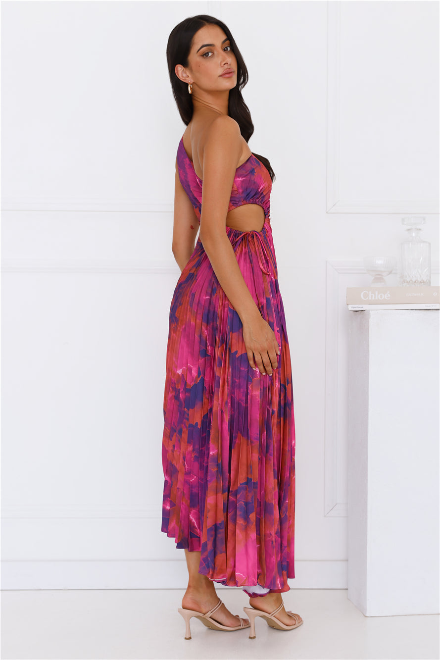 Fashionista's Night Out One Shoulder Satin Maxi Dress Purple