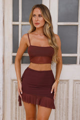 No Secrets Mesh Crop Top Chocolate