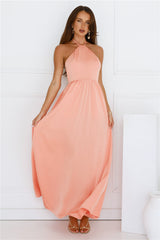 Lush Riviera Halter Maxi Dress Peach