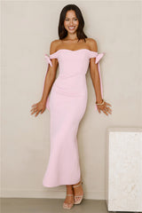 Fancy Days Off Shoulder Maxi Dress Pink