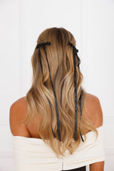 Long Bow Hair Clips Black