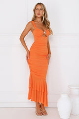 Editor In Chic Mesh Maxi Dress Orange