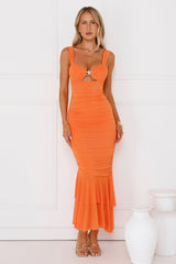 Editor In Chic Mesh Maxi Dress Orange