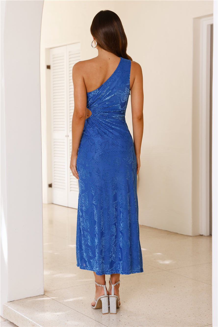Midnight Class One Shoulder Maxi Dress Blue