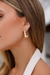 18k Gold Plated Easy To Love Hoop Earrings Gold