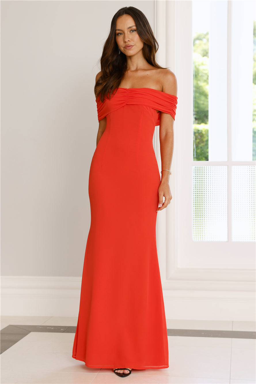 Endless Desire Off Shoulder Maxi Dress Tangerine