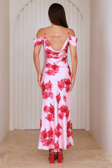 Evening Elegance Satin Maxi Dress Pink