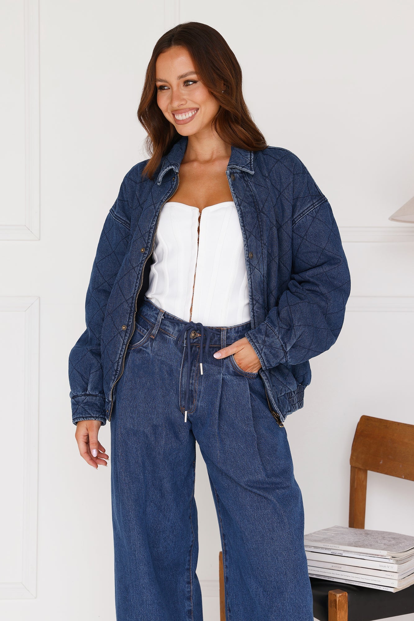 LIONESS Kenny Bomber Dark Denim