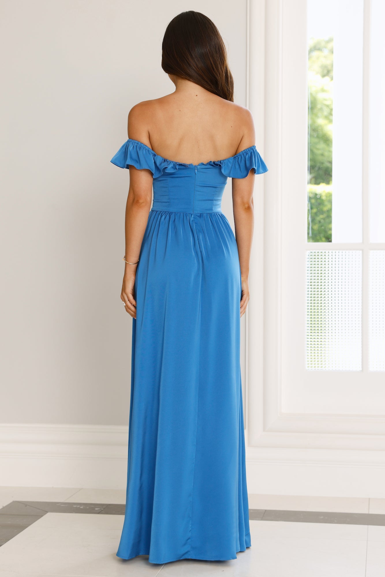 Ethereal Evening Off Shoulder Maxi Dress Blue