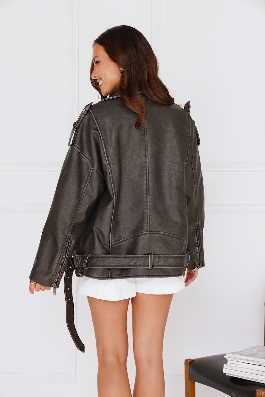 LIONESS Ace Biker Jacket Charcoal