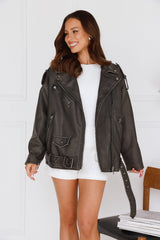 LIONESS Ace Biker Jacket Charcoal