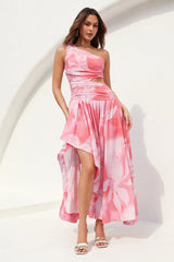 Notebook Of Love One Shoulder Maxi Dress Pink
