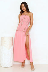 Love's Secret Garden One Shoulder Maxi Dress Pink