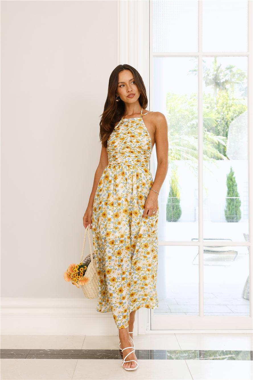 Chasing Summer Halter Midi Dress Print